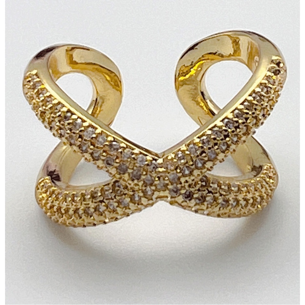 Shape cross ring for women adjustable golden plated